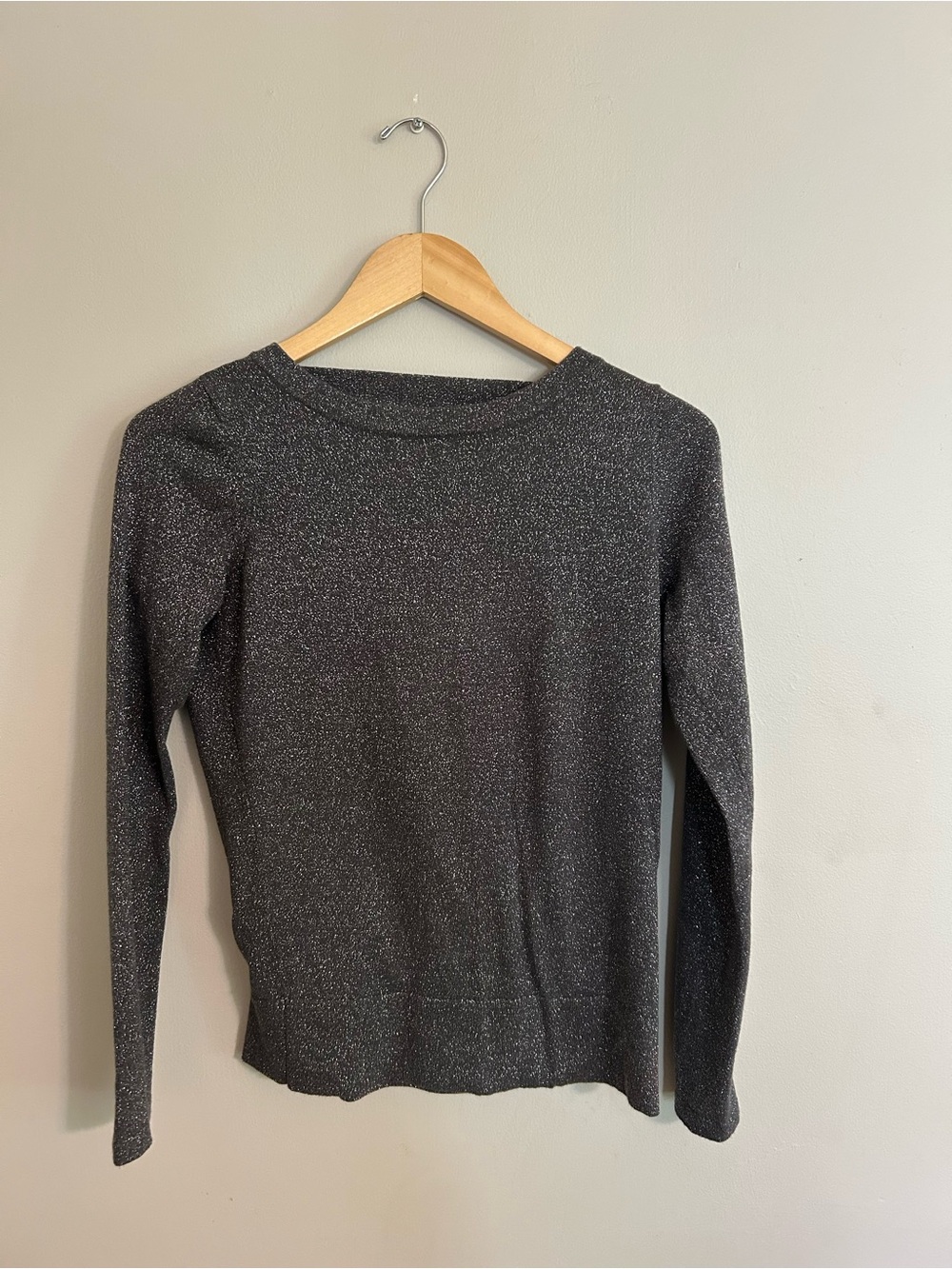 The Limited Silver-Threaded Crewneck Sweater - Gray